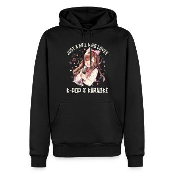 Juste une fille qui aime l’anime, la K-Pop et le karaoké - Sweat à capuche Premium bio Homme - noir - Devant - Nico (187cm)