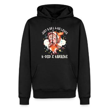 Juste une fille qui aime l’anime, la K-Pop et le karaoké - Sweat à capuche Premium bio Homme - noir - Devant - Nico (187cm)