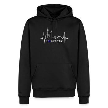 Sydney Skyline Herzschlag Australien Flagge Herz - Männer Premium Bio Hoodie - Schwarz - Vorne - Nico (187cm)
