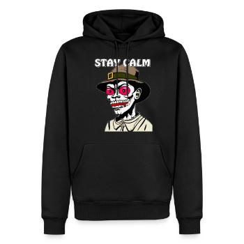 HALLOWEEN STAY CALM - Männer Premium Bio Hoodie - Schwarz - Vorne - Nico (187cm)