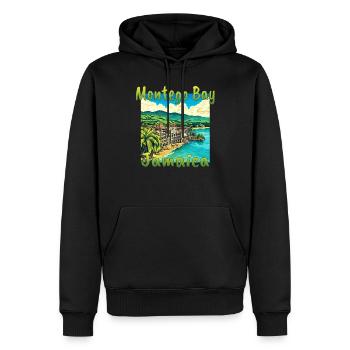 Caribbean Flair : Vacances à Montego Bay, Jamaïque - Sweat à capuche Premium bio Homme - noir - Devant - Nico (187cm)
