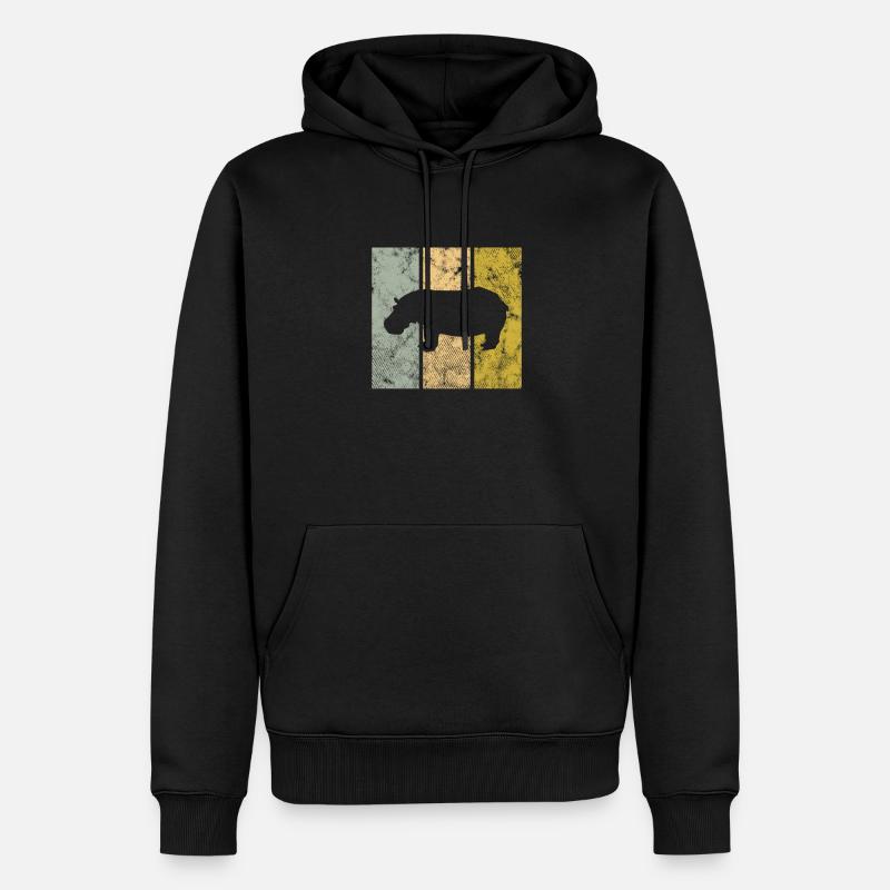 Nilpferd - Männer Premium Bio Hoodie - Schwarz