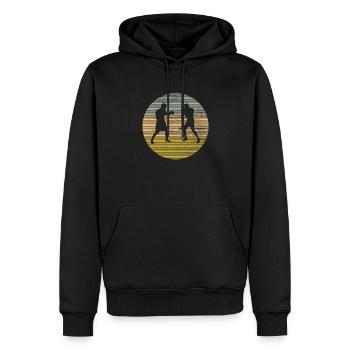Boxe - Sweat à capuche Premium bio Homme - noir - Devant - Nico (187cm)