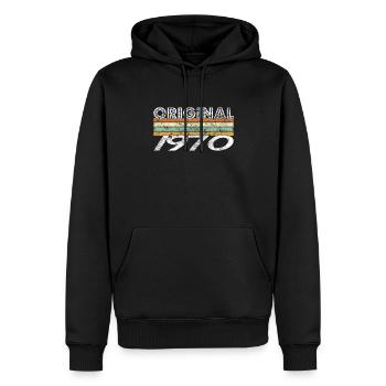 Original 1970 - Sweat à capuche Premium bio Homme - noir - Devant - Nico (187cm)