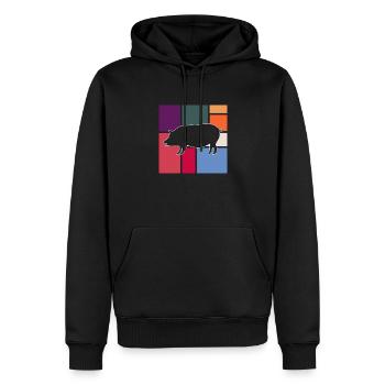 Schwein - Männer Premium Bio Hoodie - Schwarz - Vorne - Nico (187cm)
