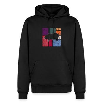 Schwein - Männer Premium Bio Hoodie - Schwarz - Vorne - Nico (187cm)