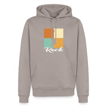 Rock - Männer Premium Bio Hoodie - Taupe - Vorne - Nico (187cm)