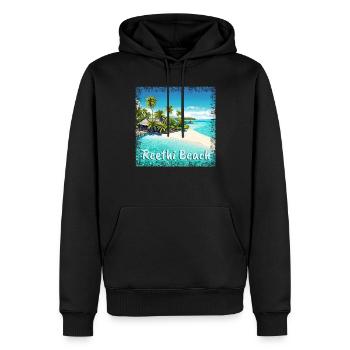 Ambiance estivale aux Maldives: Reethi Beach dans le Gru - Sweat à capuche Premium bio Homme - noir - Devant - Nico (187cm)