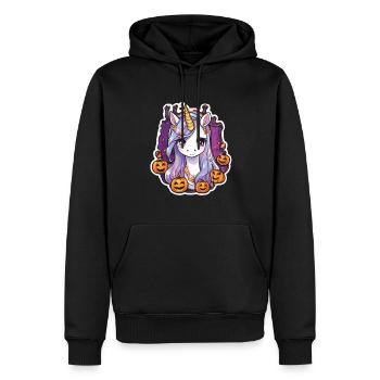 Licorne Halloween Licornes Licorne Helloween - Sweat à capuche Premium bio Homme - noir - Devant - Nico (187cm)