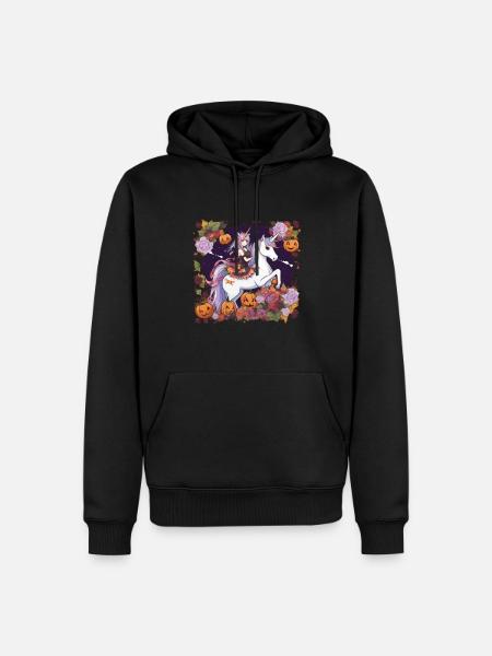 Einhorn Halloween Einhörner Unicorn Helloween - Männer Premium Bio Hoodie - Schwarz