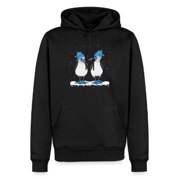 Joyeux Noël à pieds bleus - Sweat à capuche Premium bio Homme - noir - Devant - Nico (187cm)