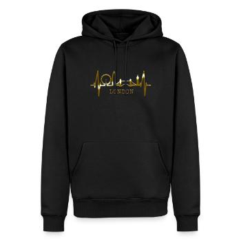 London Herzschlag Skyline England Fan UK Herz Love - Männer Premium Bio Hoodie - Schwarz - Vorne - Nico (187cm)