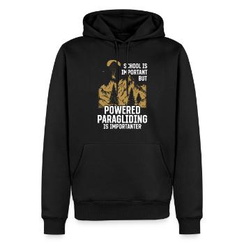Paramoteur - L’école est importante mais propulsée par - Sweat à capuche Premium bio Homme - noir - Devant - Nico (187cm)