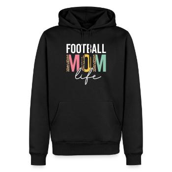 Football Maman Vie Léopard Guépard Drôle de football - Sweat à capuche Premium bio Homme - noir - Devant - Nico (187cm)