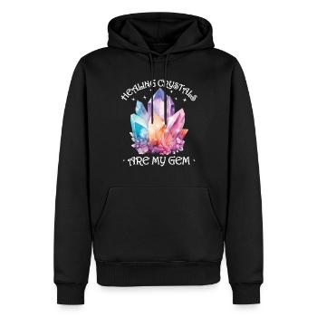 Funny Gemstone Chakra Healer Spiritual - Men’s Premium Organic Hoodie - black - Front - Nico (187cm)