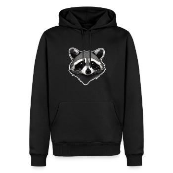 Waschbär - Männer Premium Bio Hoodie - Schwarz - Vorne - Nico (187cm)