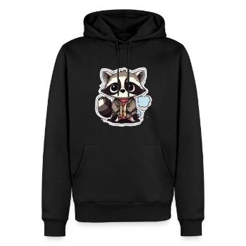 Waschbär - Männer Premium Bio Hoodie - Schwarz - Vorne - Nico (187cm)