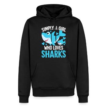 Fille qui aime les requins Poisson prédateur Drôles de requins - Sweat à capuche Premium bio Homme - noir - Devant - Nico (187cm)