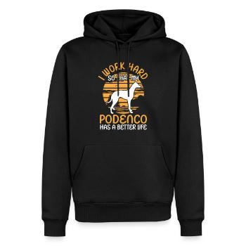 Arbeite für meinen Podenco Ibizan Hound - Männer Premium Bio Hoodie - Schwarz - Vorne - Nico (187cm)