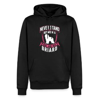 Mädchen und ihr Briard Berger de Brie - Männer Premium Bio Hoodie - Schwarz - Vorne - Nico (187cm)