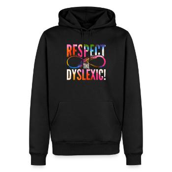 Dyslexie Dyslexique Respect Le Dyslexique ! - Sweat à capuche Premium bio Homme - noir - Devant - Nico (187cm)
