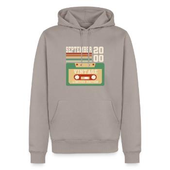 23rd Birthday September Vintage 2000 Vintage - Men’s Premium Organic Hoodie - taupe - Front - Nico (187cm)
