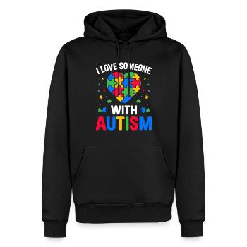 J’aime quelqu’un avec l’autisme Drôle de spectre autistique - Sweat à capuche Premium bio Homme - noir - Devant - Nico (187cm)
