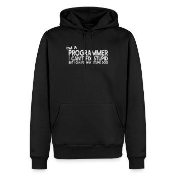 Je suis un programmeur que je ne peux pas réparer stupide - Programmeur H - Sweat à capuche Premium bio Homme - noir - Devant - Nico (187cm)