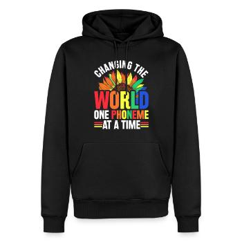 Dyslexie dyslexique - Sweat à capuche Premium bio Homme - noir - Devant - Nico (187cm)