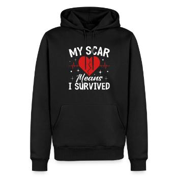 Meine Narbe bedeutet, dass ich eine Herzoperation überlebt habe KHK Herz - Männer Premium Bio Hoodie - Schwarz - Vorne - Nico (187cm)