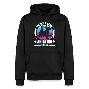 Parlez uniquement à Akita Inu Akita Inu japonais - Sweat à capuche Premium bio Homme - noir - Devant - Nico (187cm)