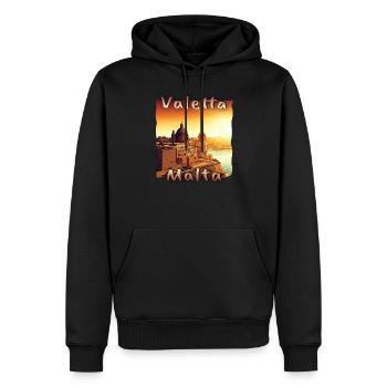 Malte La Valette Couleurs Rouge Centre-ville Vieille Ville - Sweat à capuche Premium bio Homme - noir - Devant - Nico (187cm)