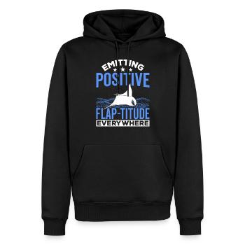 Mantarochen Positive Flap-titude Mantarochen - Männer Premium Bio Hoodie - Schwarz - Vorne - Nico (187cm)
