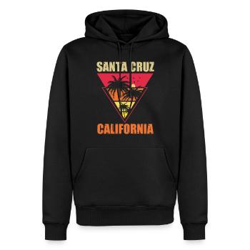 Surf en Californie Santa Cruz - Sweat à capuche Premium bio Homme - noir - Devant - Nico (187cm)