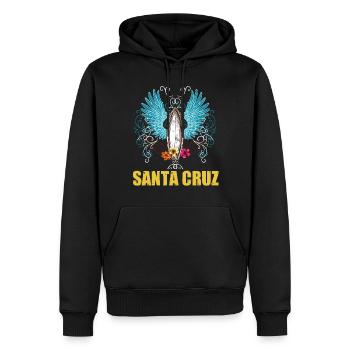 Surf en Californie Santa Cruz - Sweat à capuche Premium bio Homme - noir - Devant - Nico (187cm)