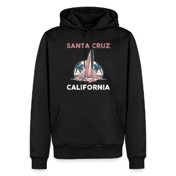 Surf en Californie Santa Cruz - Sweat à capuche Premium bio Homme - noir - Devant - Nico (187cm)