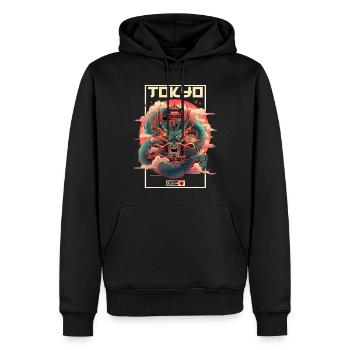 Tokyo Asie 80s Dragon Dragon Rétro Japonais - Sweat à capuche Premium bio Homme - noir - Devant - Nico (187cm)