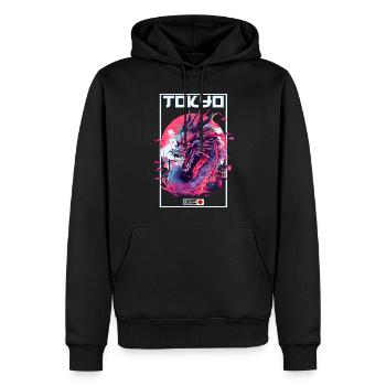 Tokyo Asie 80s Dragon Dragon Rétro Japonais - Sweat à capuche Premium bio Homme - noir - Devant - Nico (187cm)