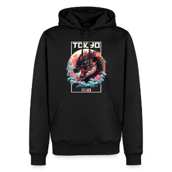 Tokyo Asie 80s Dragon Dragon Rétro Japonais - Sweat à capuche Premium bio Homme - noir - Devant - Nico (187cm)