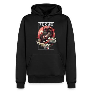 Tokyo Asie 80s Dragon Dragon Rétro Japonais - Sweat à capuche Premium bio Homme - noir - Devant - Nico (187cm)
