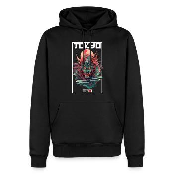 Tokyo Asie 80s Dragon Dragon Rétro Japonais - Sweat à capuche Premium bio Homme - noir - Devant - Nico (187cm)