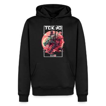 Tokyo Asie 80s Dragon Dragon Rétro Japonais - Sweat à capuche Premium bio Homme - noir - Devant - Nico (187cm)