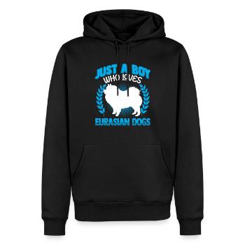 Junge der Eurasier liebt Eurasian Spitz - Männer Premium Bio Hoodie - Schwarz - Vorne - Nico (187cm)
