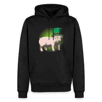 Glücksschwein St. Patricks Day - Männer Premium Bio Hoodie - Schwarz - Vorne - Nico (187cm)