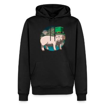 Glücksschwein Silvester Neujahr - Männer Premium Bio Hoodie - Schwarz - Vorne - Nico (187cm)