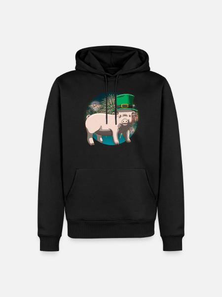 Glücksschwein Silvester Neujahr - Männer Premium Bio Hoodie - Schwarz