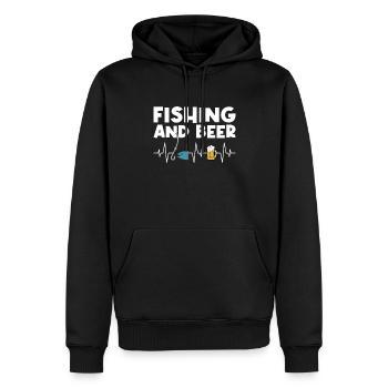 Angeln und Bier Herzschlag - Männer Premium Bio Hoodie - Schwarz - Vorne - Nico (187cm)