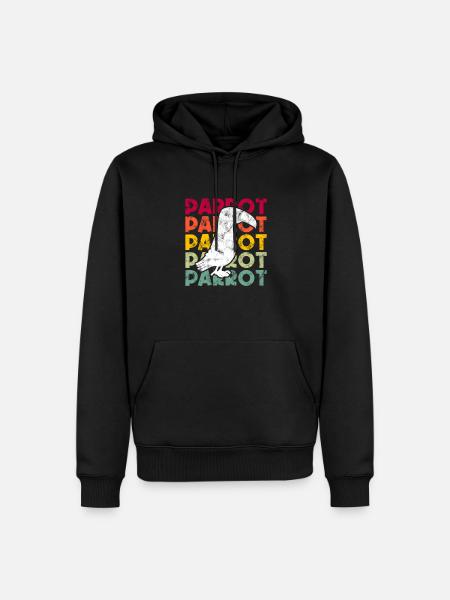 Papagei Retro - Männer Premium Bio Hoodie - Schwarz