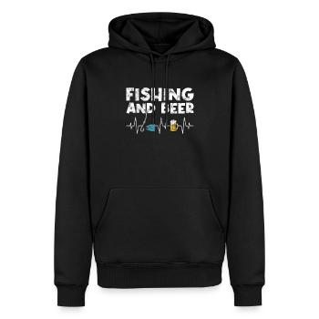 Angeln und Bier Herzschlag - Männer Premium Bio Hoodie - Schwarz - Vorne - Nico (187cm)