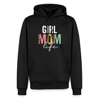 Girl Mom Life Funny Mom Leopard Girl Mama Cheetah - Men’s Premium Organic Hoodie - black - Front - Nico (187cm)